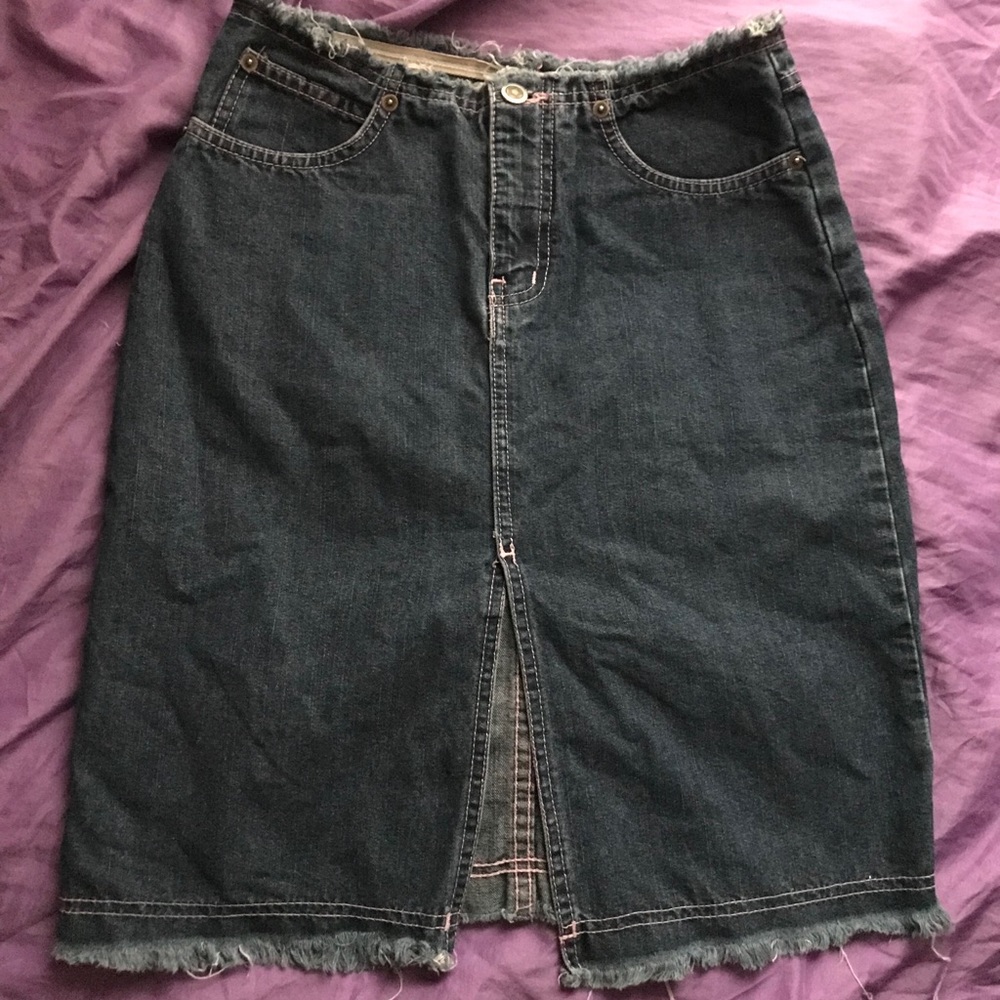Highwaisted denim pencil skirt